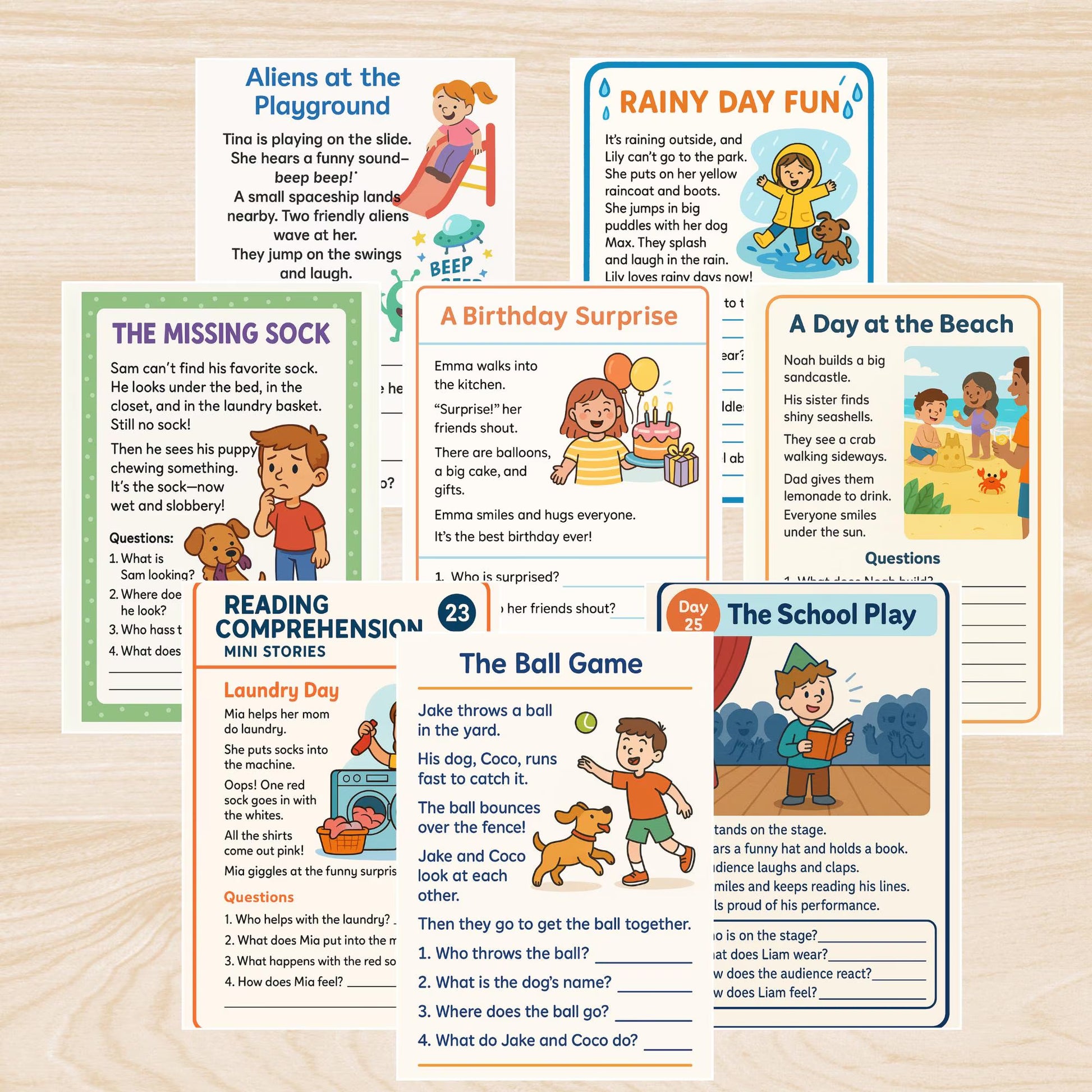 First Grade Printable Bundle,Printable First Grade Activity,Reading Comprehension Worksheets, Educational Classroom Worksheet,Back to school