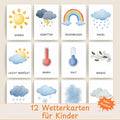 Wetterkarten Kita Lernkarten Vorschule Kindergarten | Wetter lernen Kinder | Digitale Datei zum Ausdrucken | Montessori Materialien