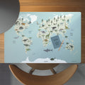 Children's desk pad dinosaur world map; washable