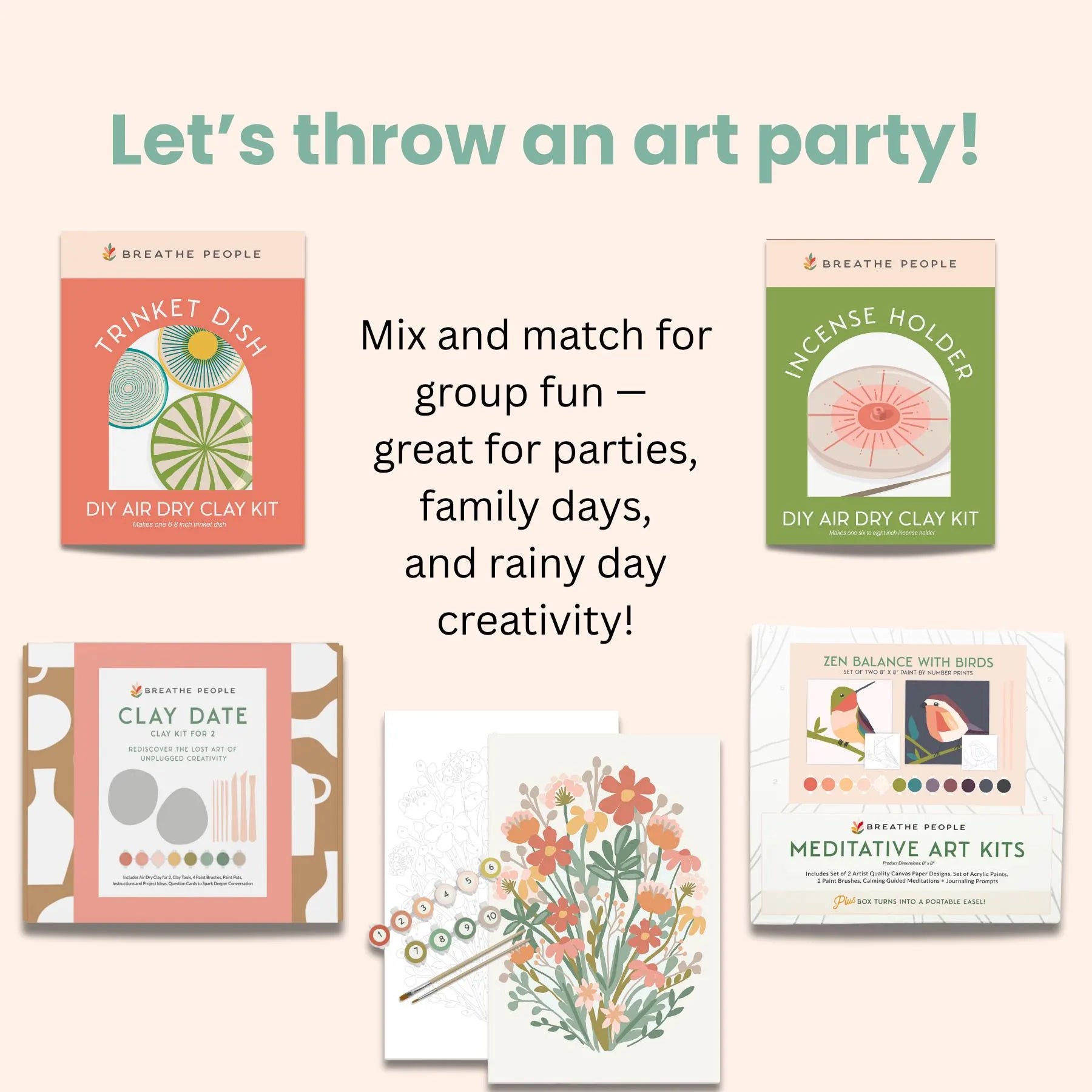 Kids DIY Clay Kit — Make and Paint Your Own Trinket Dishes - Birthday Party Supplies - Fun Summer Activity -  Rainy Day Activity