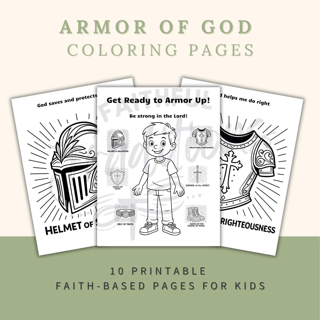 Full Armor of God Coloring Pages Printable | Ephesians 6 Armor for Kids | Christian Activity for Church, Homeschool, VBS | Scripture Art