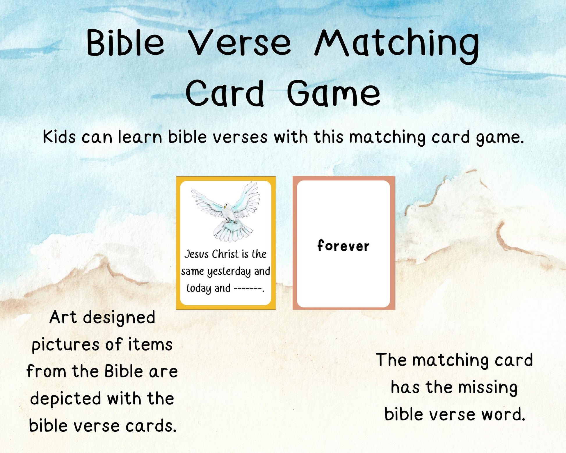 Bible Verse Matching Card Game, Kids Bible Verses Activity, VBS Printables, Sunday School Bible Verse Learning, Kids Bible Games