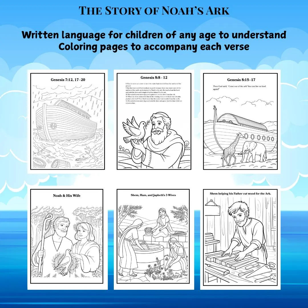 Noahs Ark for Kids Noahs Ark Coloring Pages Bible Stories for Kids Bible Study Church VBS Vacation Bible School Activities Sunday School Kid