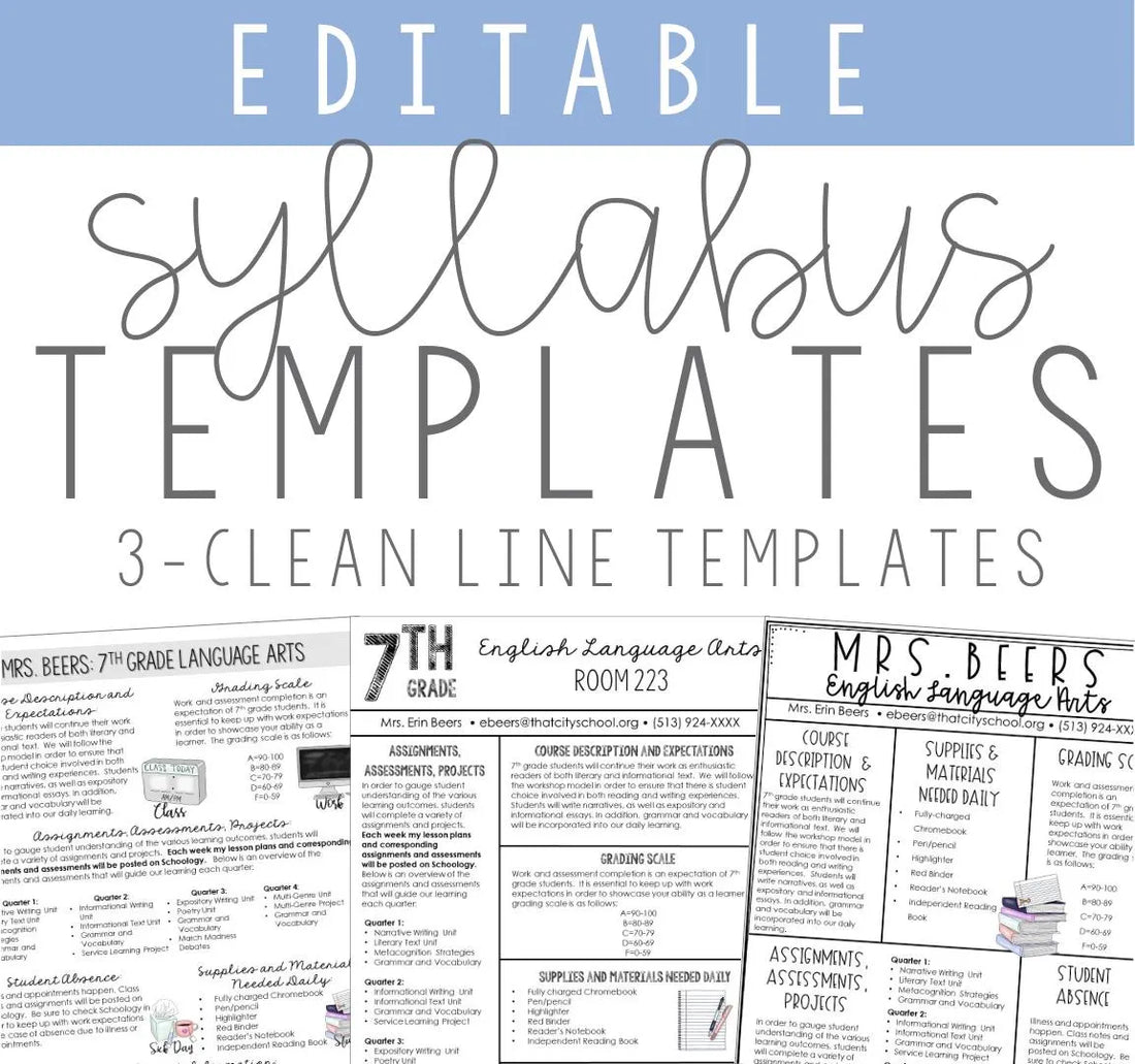 Editable Syllabus Templates for Middle School and High School