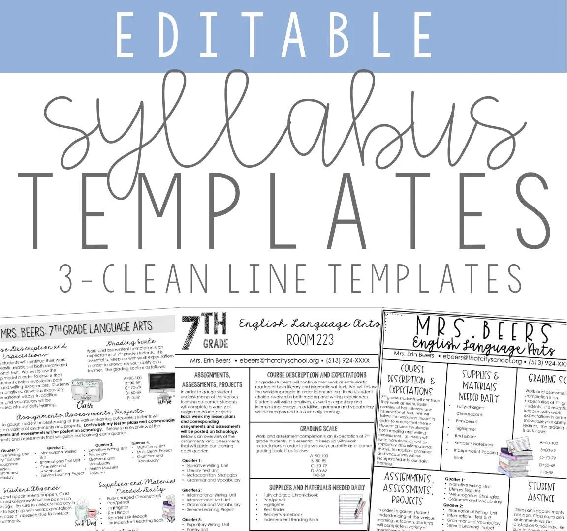 Editable Syllabus Templates for Middle School and High School