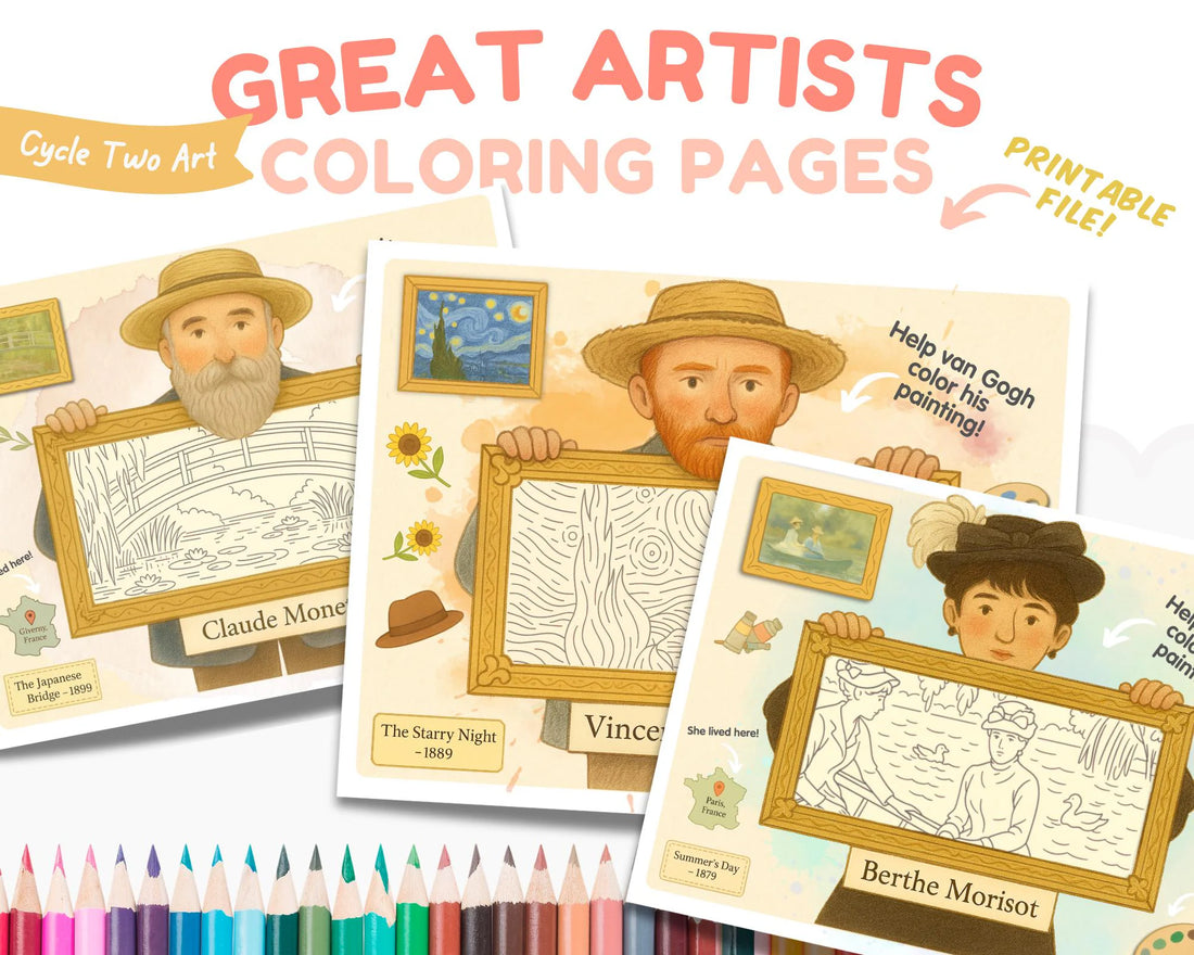Cycle Two Art Printable Great Artists Coloring Pages Tutor Resource