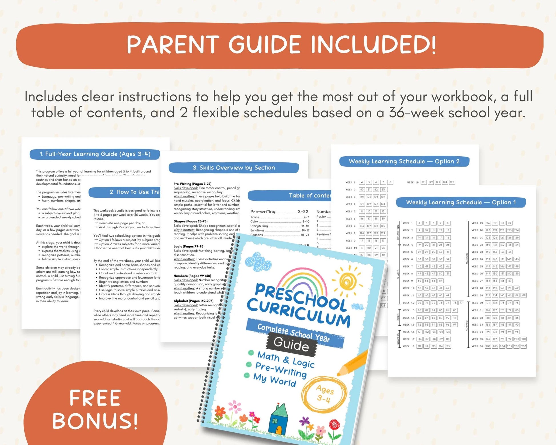 Back to School Bundle for Ages 3-4 | Preschool Curriculum Worksheets | Homeschool Pre-K Printables | ABC, Writing & Counting Activities