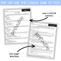 WICOR One Pager for AVID | Writing Inquiry Collaboration Activity | Editable AVID Classroom Resource