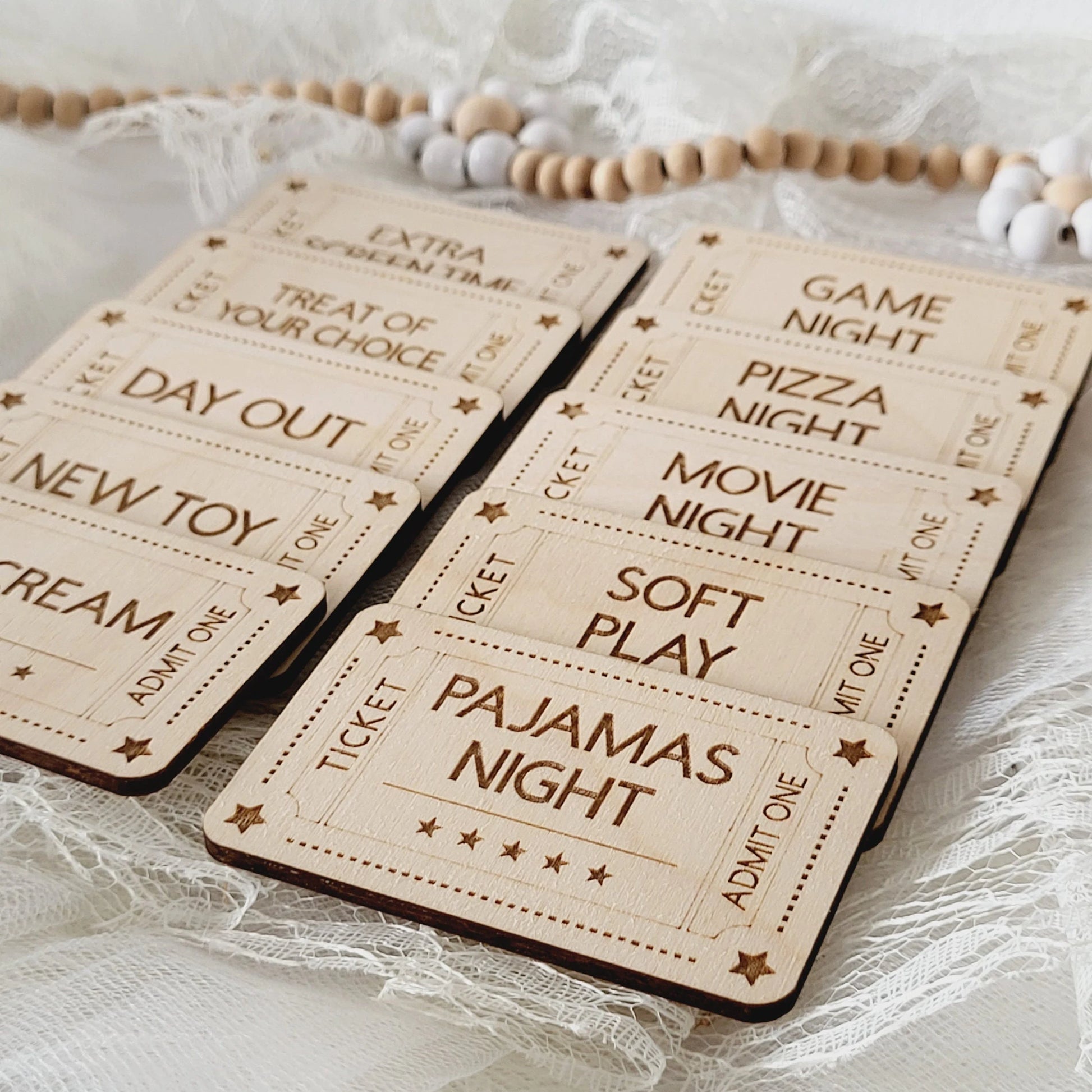 Behaviour Management Tools Wooden Token Set of Appreciation, Reward System, Children Reward Ticket System, Kids Motivational Wood Coins Gift
