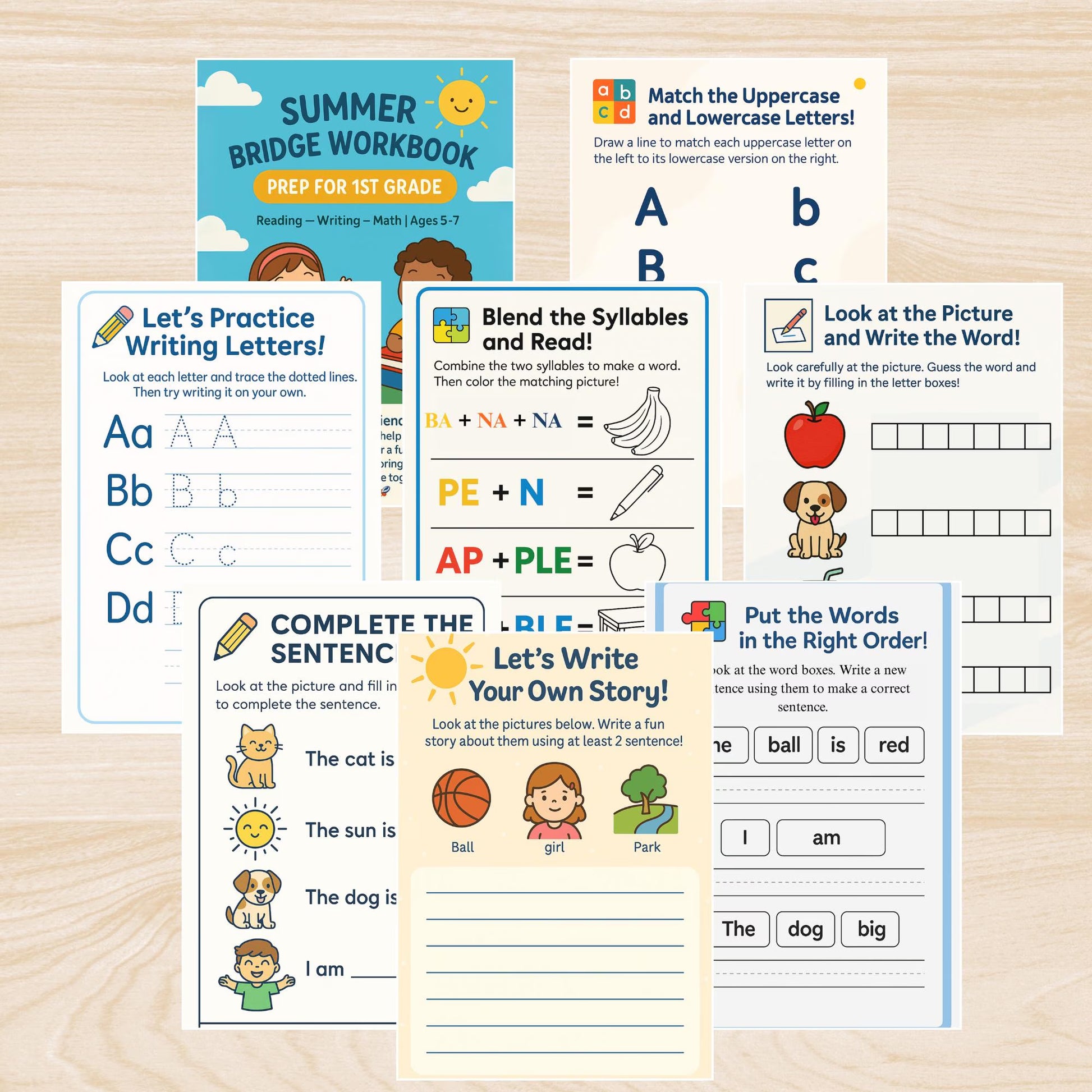 First Grade Printable Bundle,Printable First Grade Activity,Reading Comprehension Worksheets, Educational Classroom Worksheet,Back to school