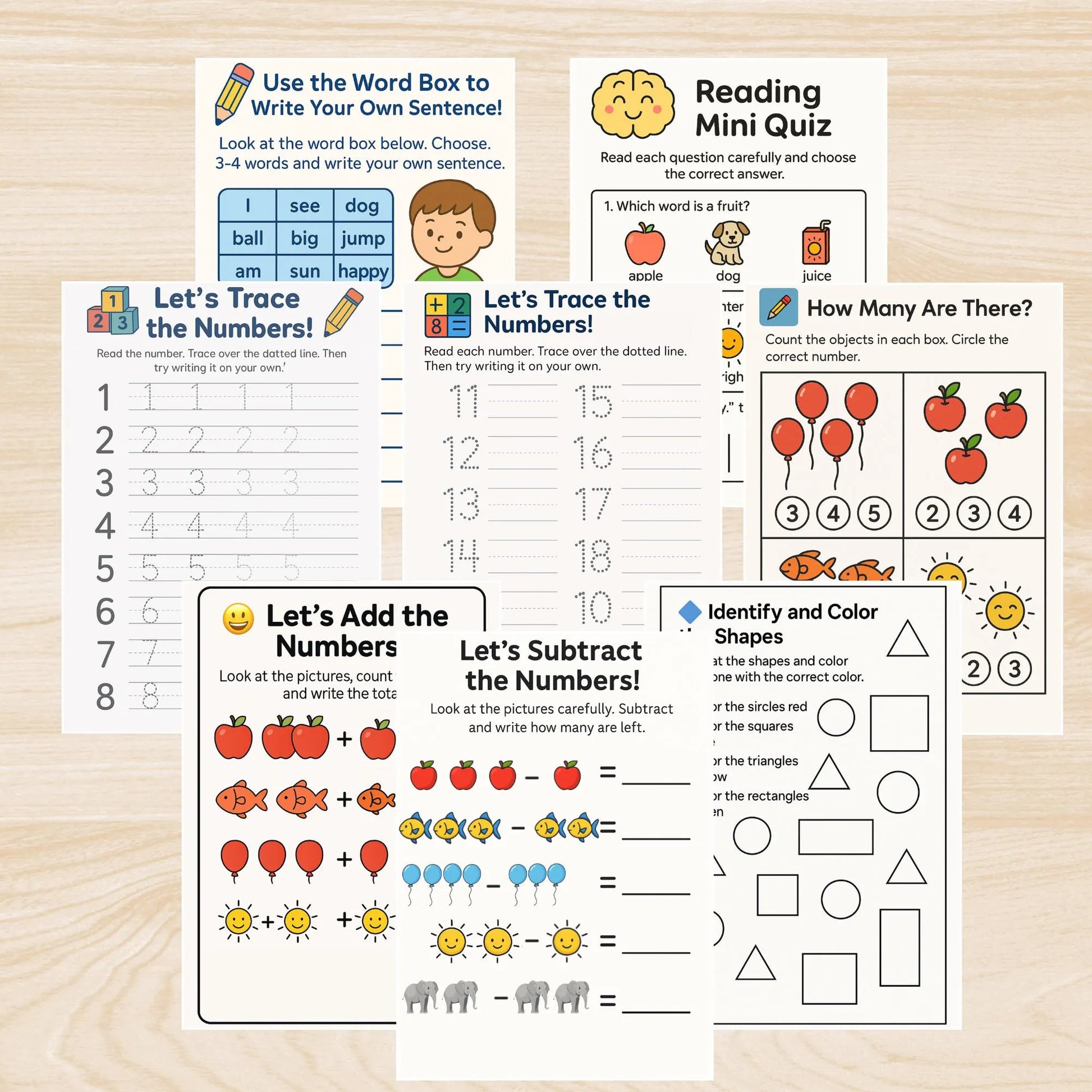 First Grade Printable Bundle,Printable First Grade Activity,Reading Comprehension Worksheets, Educational Classroom Worksheet,Back to school