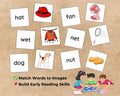 CVC Words Matching Game Cards – 50 Words + 50 Pictures – Kids Phonics Cut & Play – Kindergarten Literacy Center Printable Activity