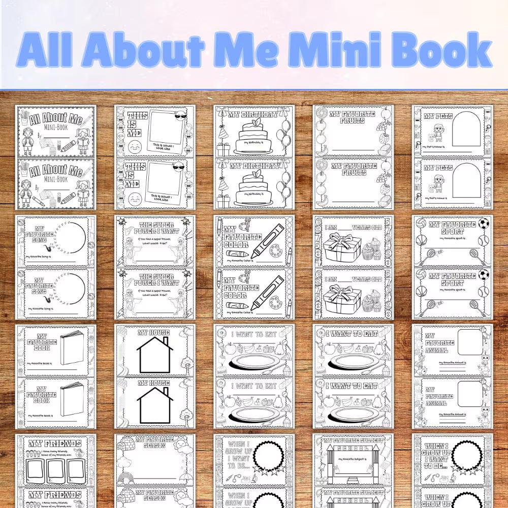 All About Me Printable Activity For Kids, Homeschool Printable, Coloring Keepsake, All About Me Minibook, Back to School Printable