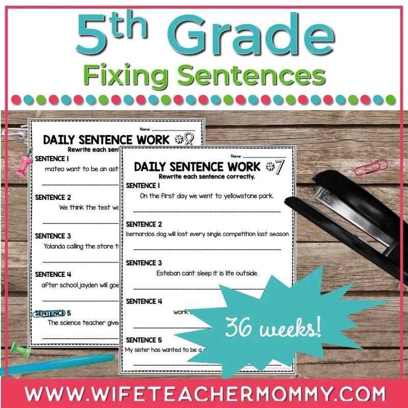36 Weeks of Fixing Sentences for 5th Grade