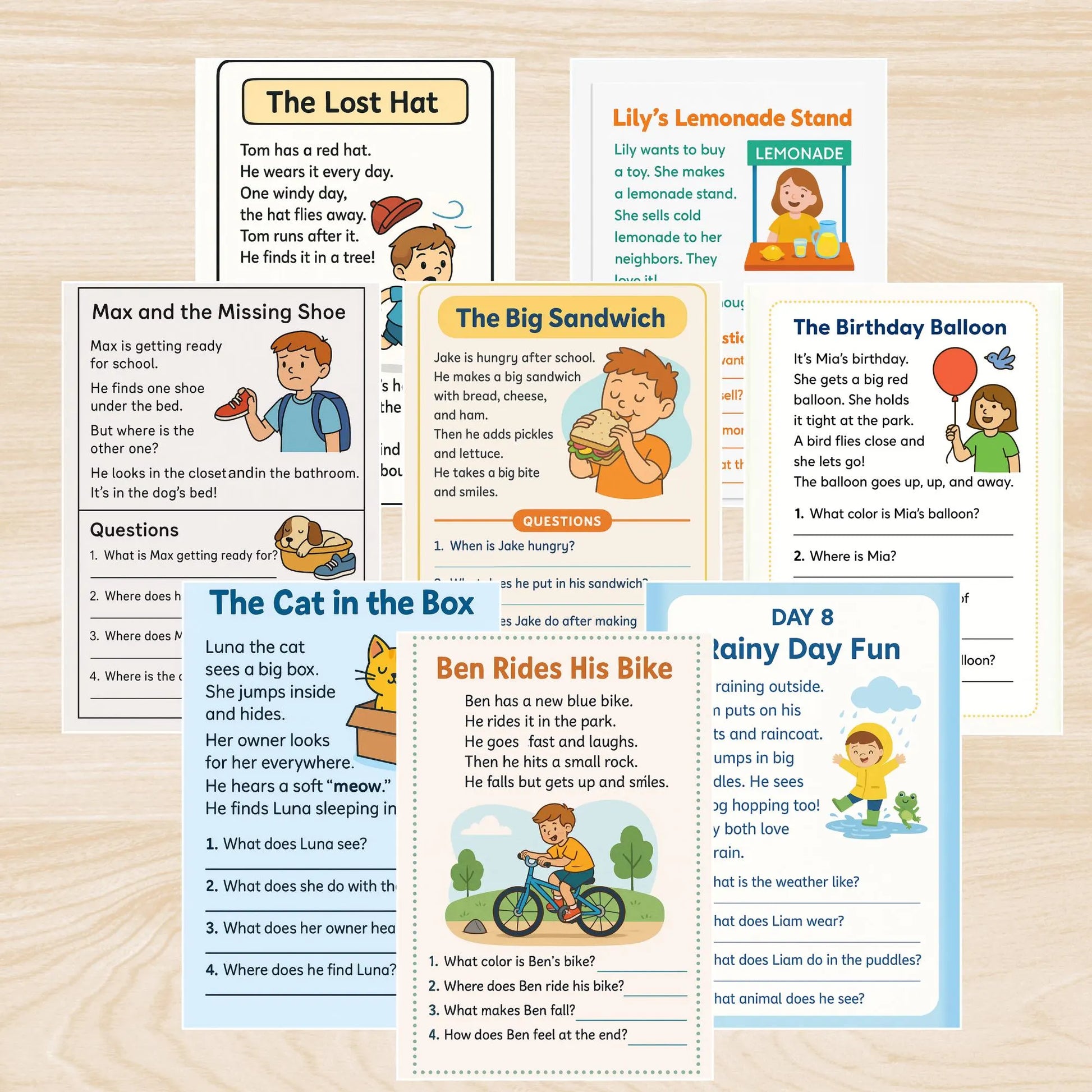 First Grade Printable Bundle,Printable First Grade Activity,Reading Comprehension Worksheets, Educational Classroom Worksheet,Back to school