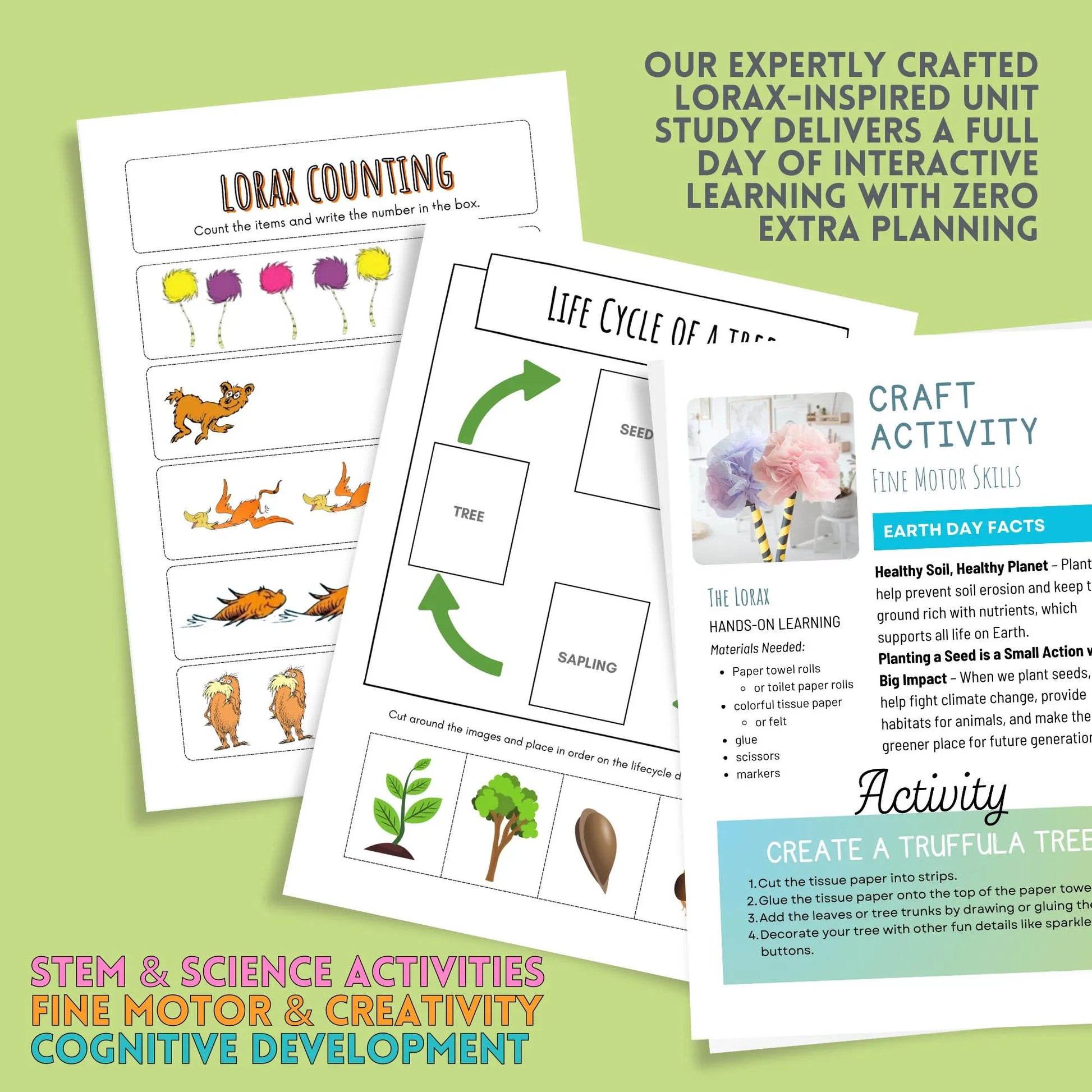 Lorax Science Unit Study + Earth Day Science Preschool Curriculum Morning Basket Homeschool Resources Homeschooling Kindergarten Montessori