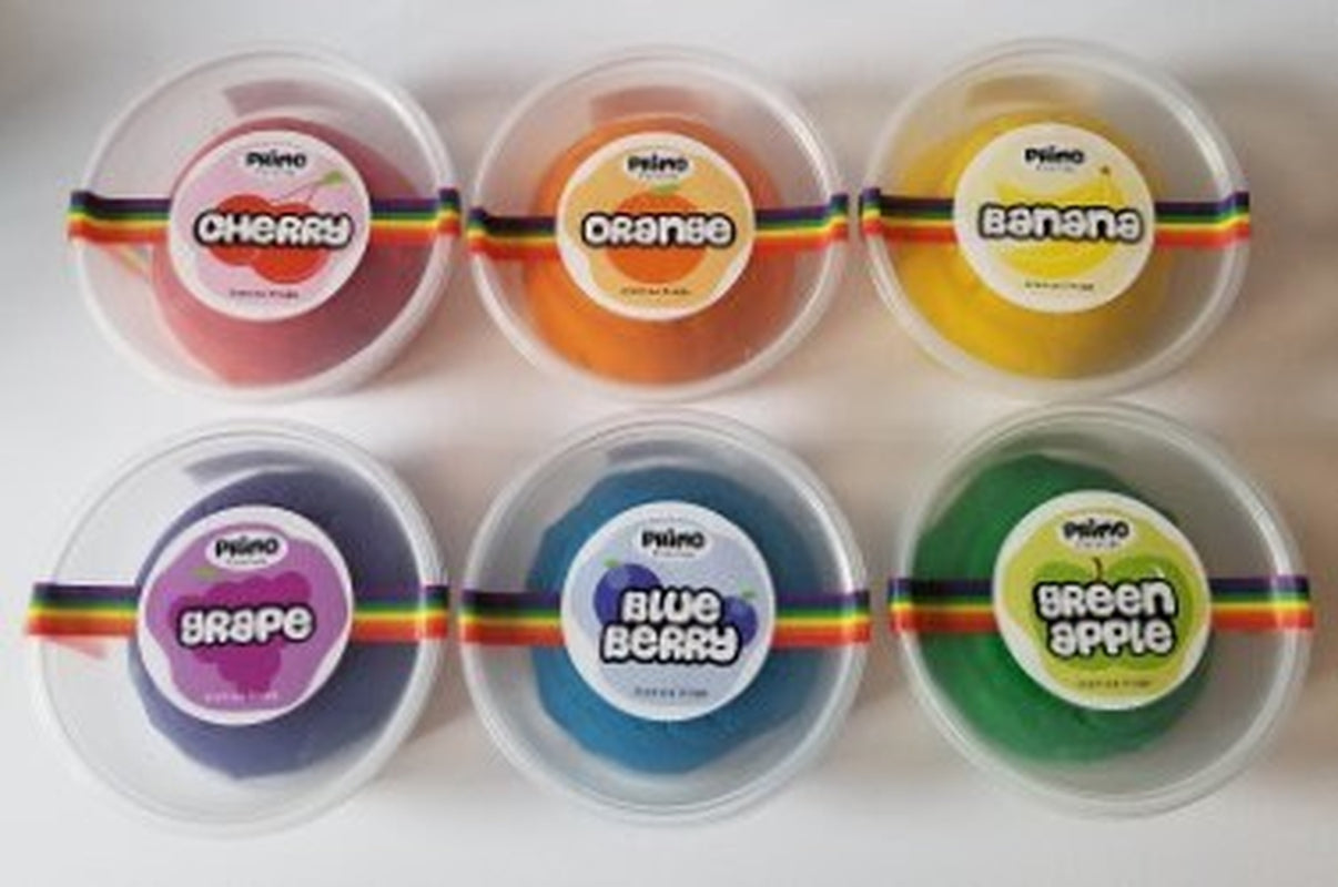 Rainbow 6-Pack Scented Playdough With Fruit Scents - Play Dough, Play Doh, Non-Toxic, Kids Childrens Birthday Party Favors, Primo, Kid Toy