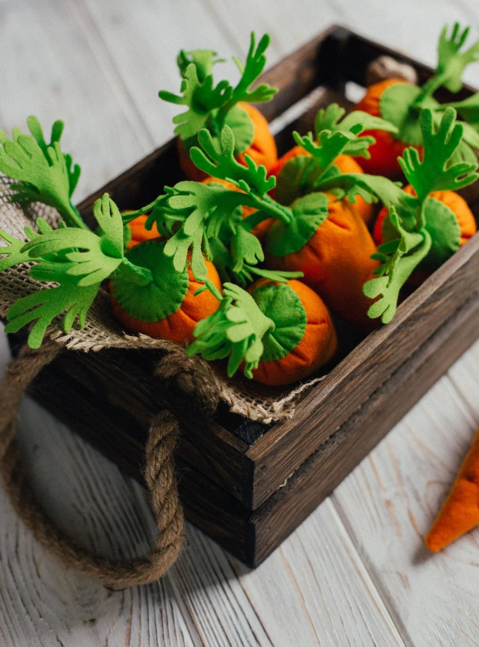 Carrot play food (felt food, vegetables, pretend play kids kitchen, plush toy, cooking toys, doll fake food, farmers market for baby)