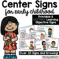 Editable Center Signs With Learning Objectives and Images | Preschool, Pre-K, Kindergarten, Daycare & Early Education Center Signs