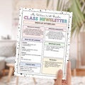 Editable Classroom Newsletter Template Printable Teachers Letter School Newsletter Elementary Preschool Kindergarten Retro Rainbow Classroom