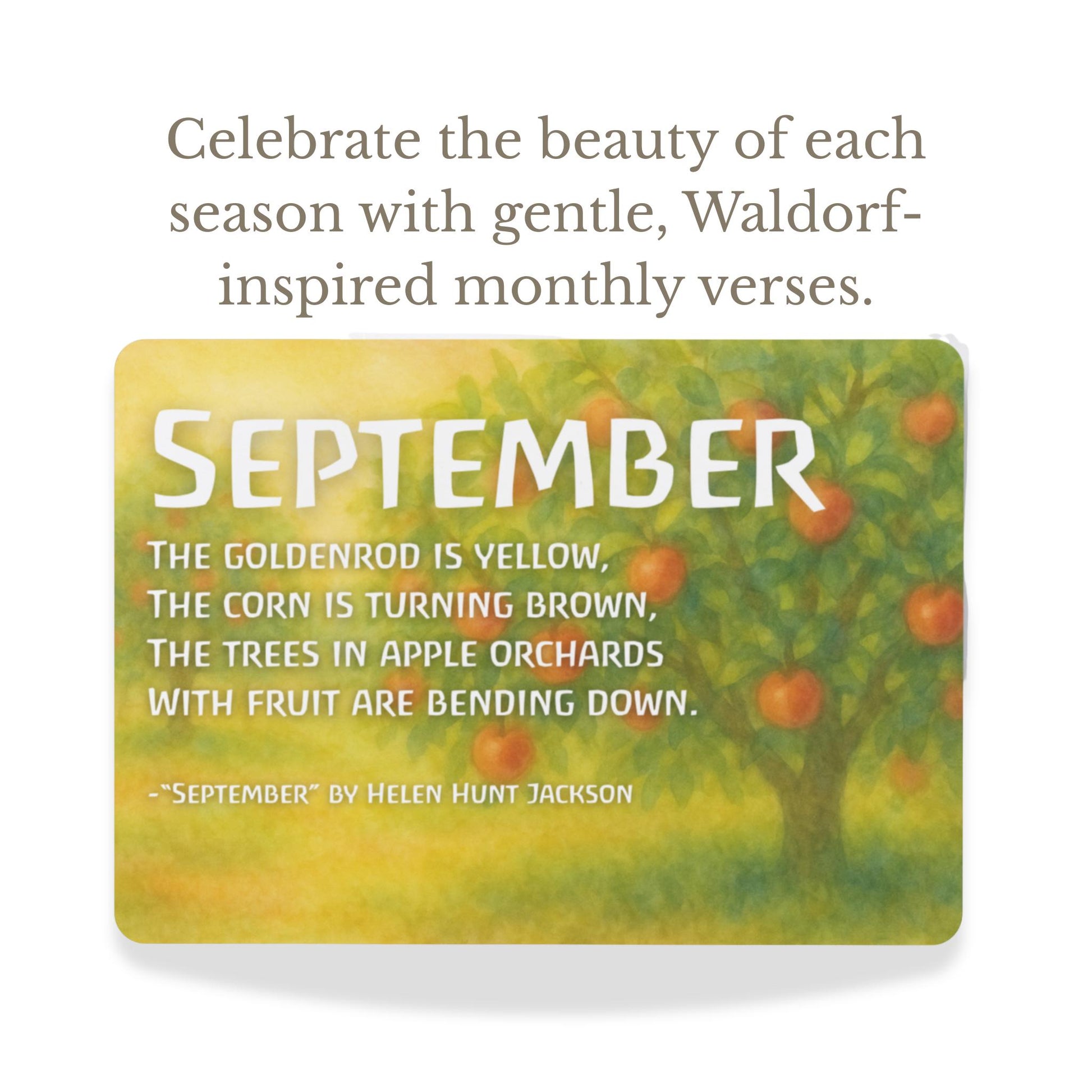 Waldorf Seasonal Verse Cards by Month, digital cards, homeschool Steiner, Waldorf teacher cards, seasonal table decorations, waldorf home