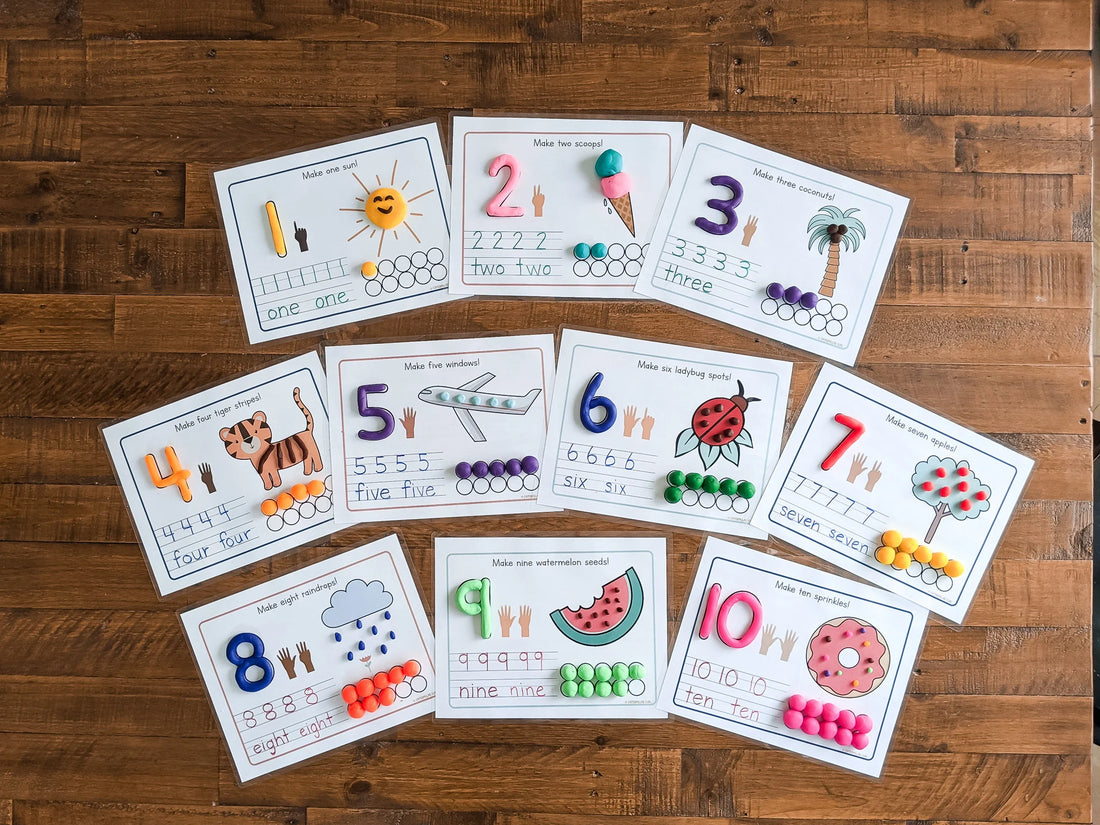 Numbers Play Doh Mat Set, 1-10 Matching, Toddler Math Counting Activity, Learn To Count And Trace, Homeschool Game, Busy Book Binder Toy