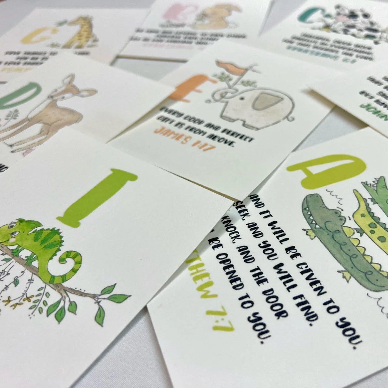 Scripture Alphabet Flash Cards, Bible Memory Verse Cards, ABC Preschool Cards Set, Homeschool ABC Set, Kids Easter Gift, Baptism Gift