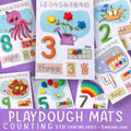 Counting and Numbers Play Dough Mats Printable Preschool Activities Fine Motor Skills Numbers 1-10 Play Doh Mat Montessori Toddler Activity