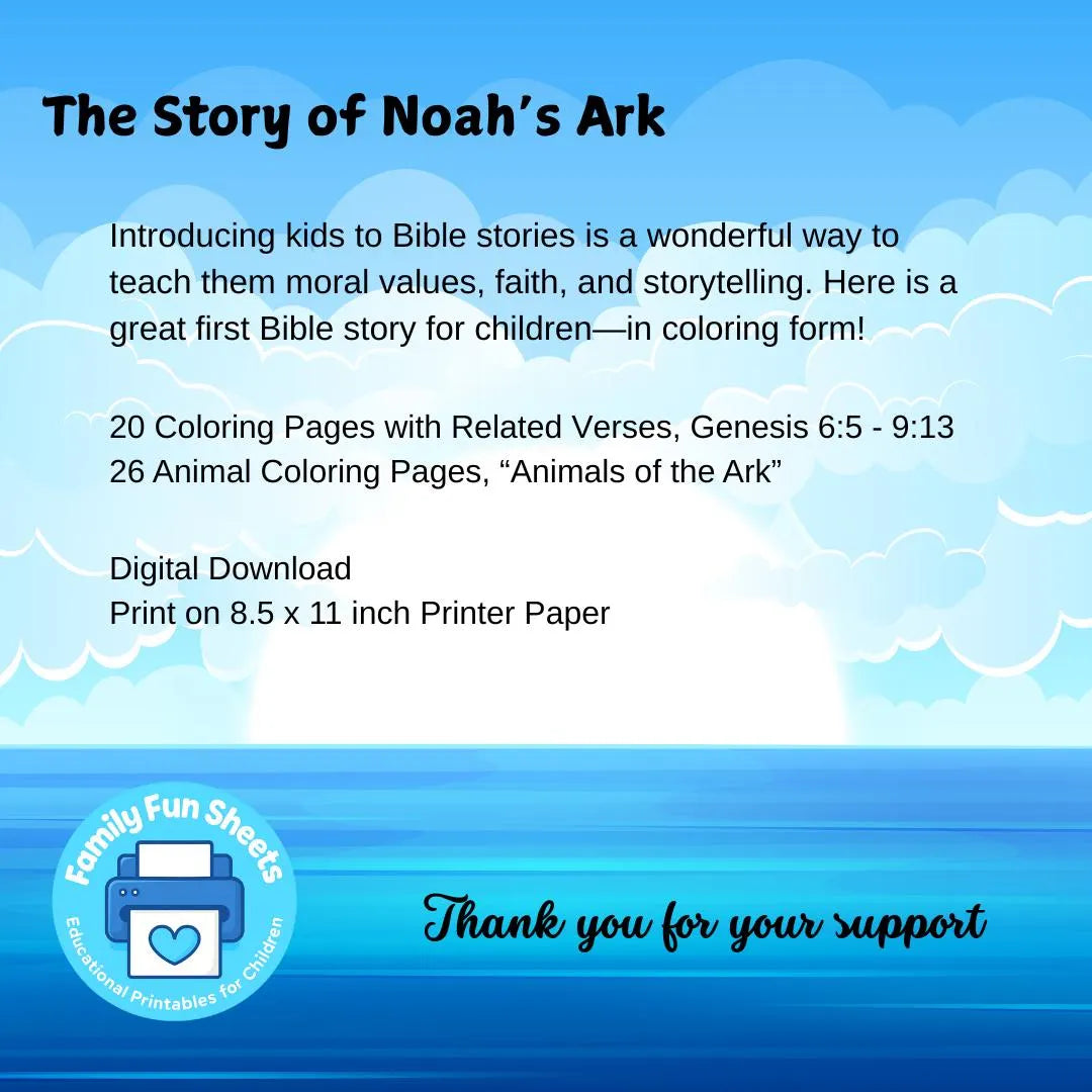 Noahs Ark for Kids Noahs Ark Coloring Pages Bible Stories for Kids Bible Study Church VBS Vacation Bible School Activities Sunday School Kid