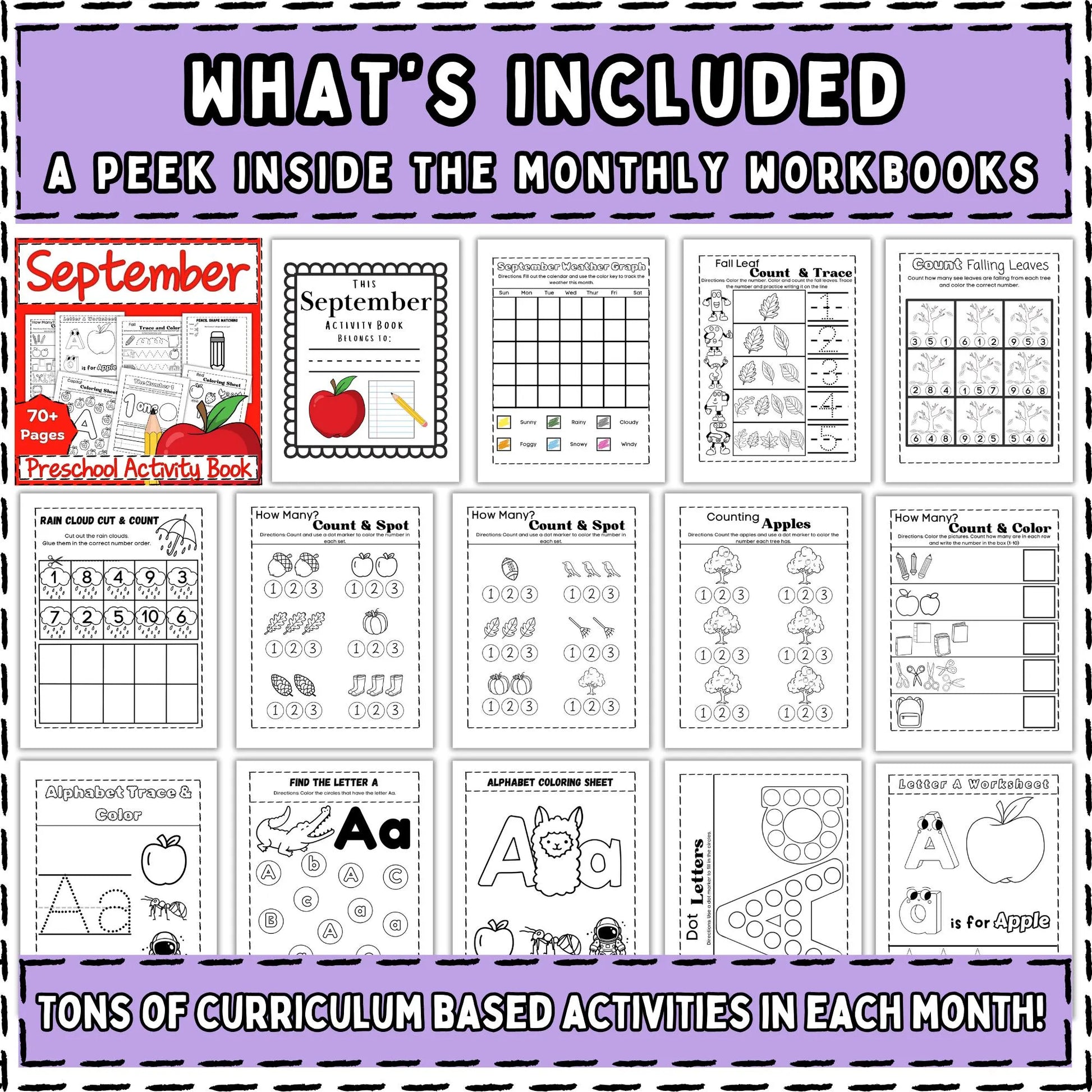 Full Year Preschool Activity Workbooks Age 3-5, Preschool Curriculum, Preschool Worksheets, Homeschool Preschool, Learning, Pre-K Activities