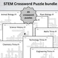 Printable STEM Crossword Puzzle Bundle | 20 Science, Technology, Math Puzzles with Answer Keys | Educational Classroom & Homeschool Activity