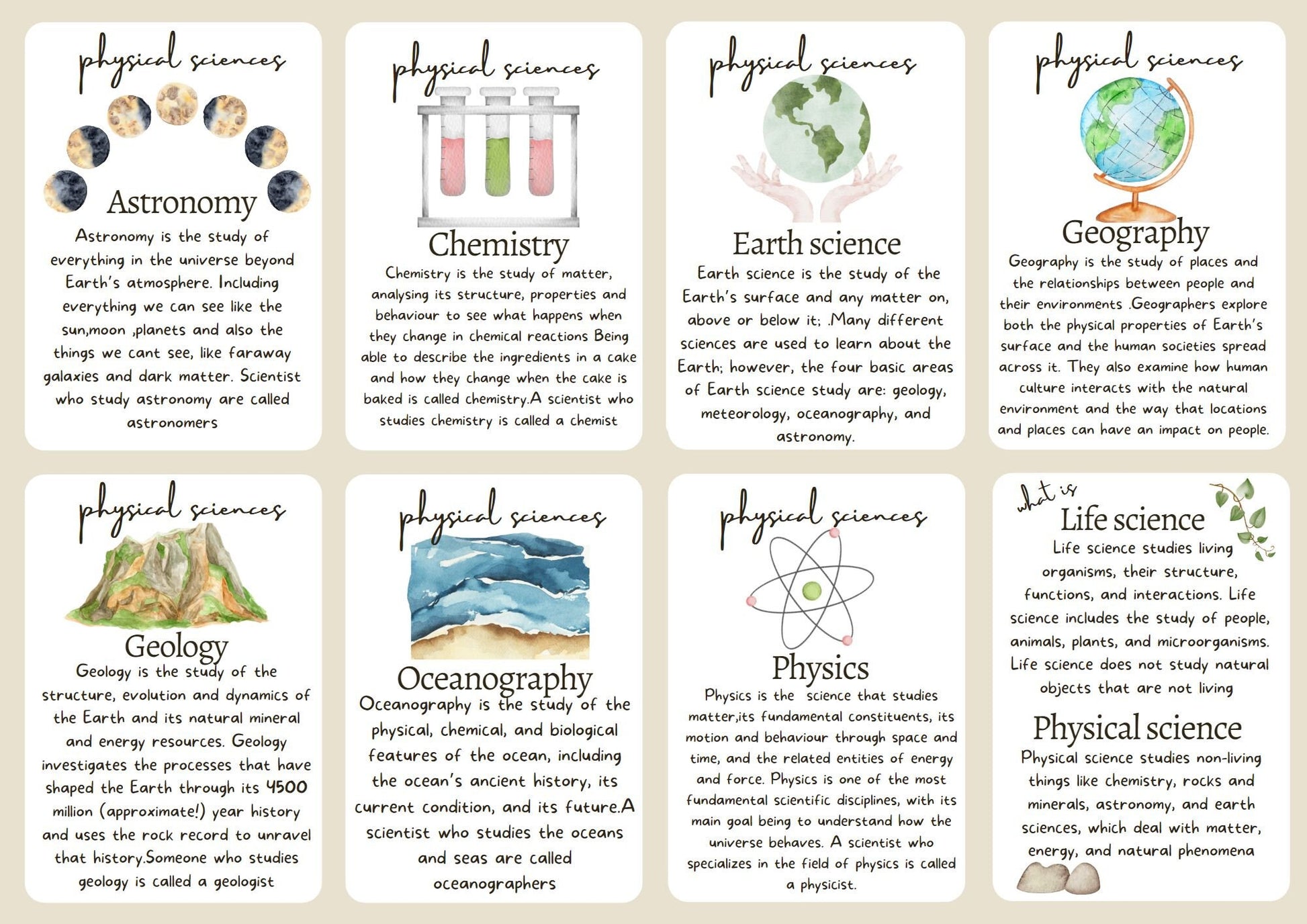 science flash cards