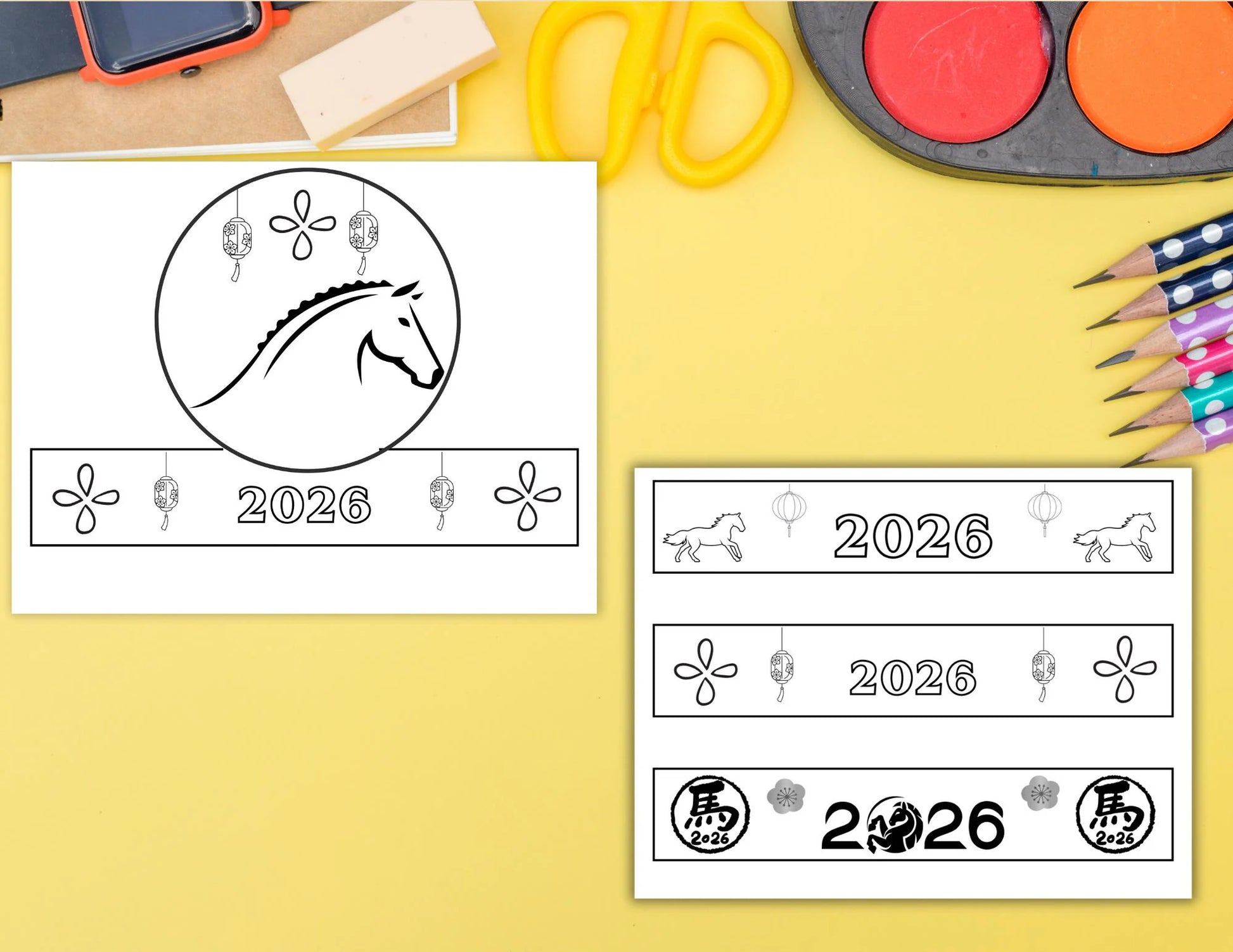 2026 Year of the Horse Lunar New Year Crowns,Printable Craft for Kids,Celebrate the Year of the Horse in 2026 perfect for Lunar New Years
