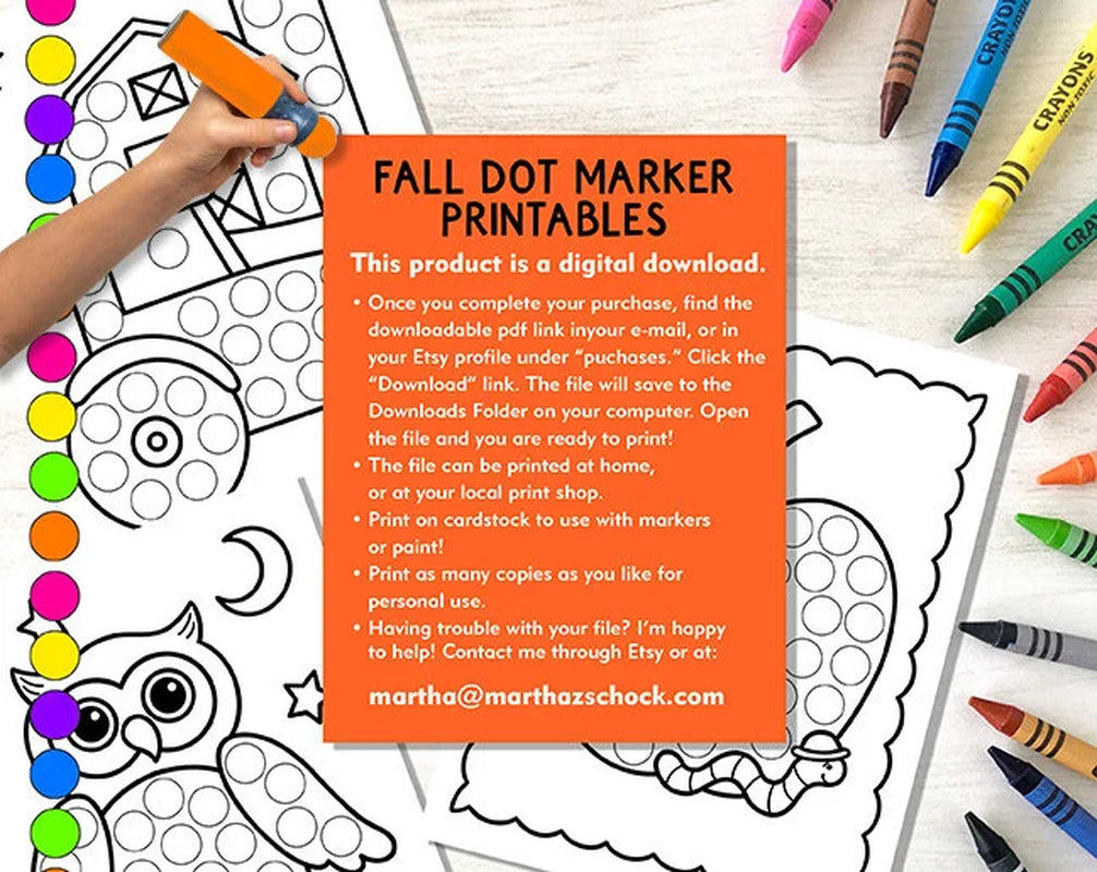 Fall Dot Marker Printable, Fall Do a Dot Activity, Dot Marker Coloring Pages, Fine Motor Activity, Preschool Skills, Fall Dot Marker Sheets