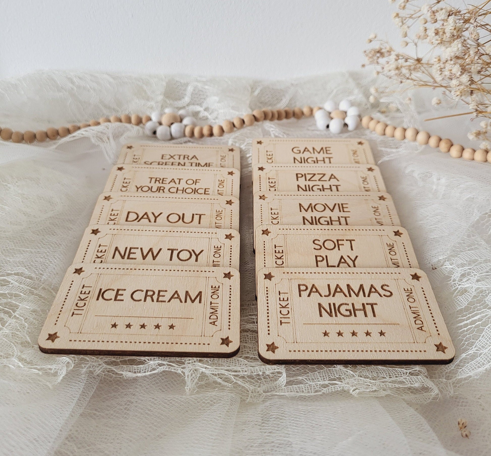 Behaviour Management Tools Wooden Token Set of Appreciation, Reward System, Children Reward Ticket System, Kids Motivational Wood Coins Gift