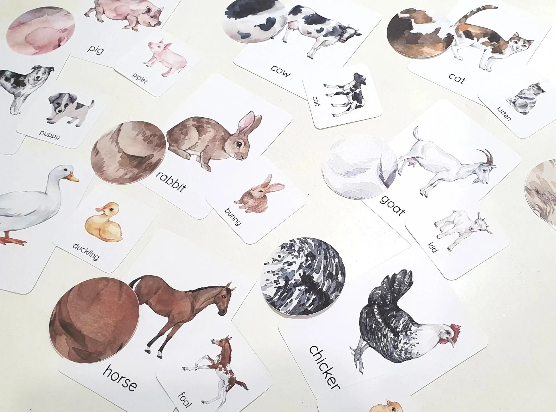 Farm Animal Matching Games, Animal Pattern Activity, Mother & Baby Animal Matching Cards, Farm Themed Preschool Activity, Nature Study Cards