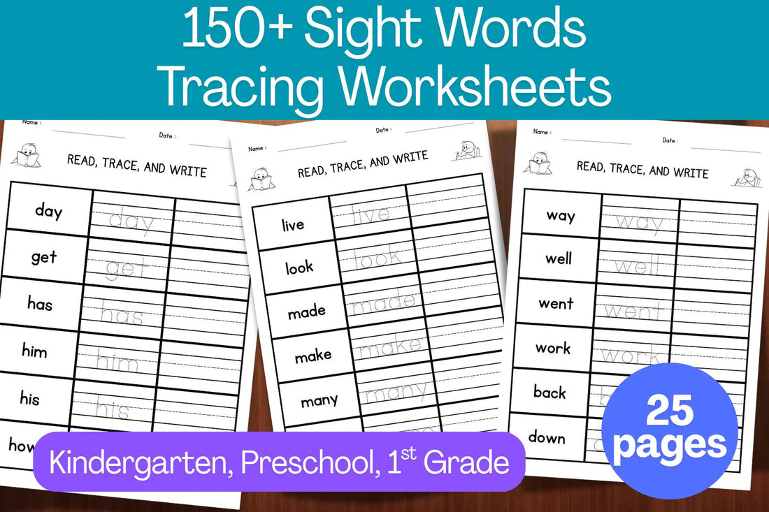 150+ Sight Words Tracing Worksheets | Kindergarten Reading Practice | Preschool Handwriting Activities | 1st Grade Early Learning Workbook