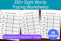 150+ Sight Words Tracing Worksheets | Kindergarten Reading Practice | Preschool Handwriting Activities | 1st Grade Early Learning Workbook