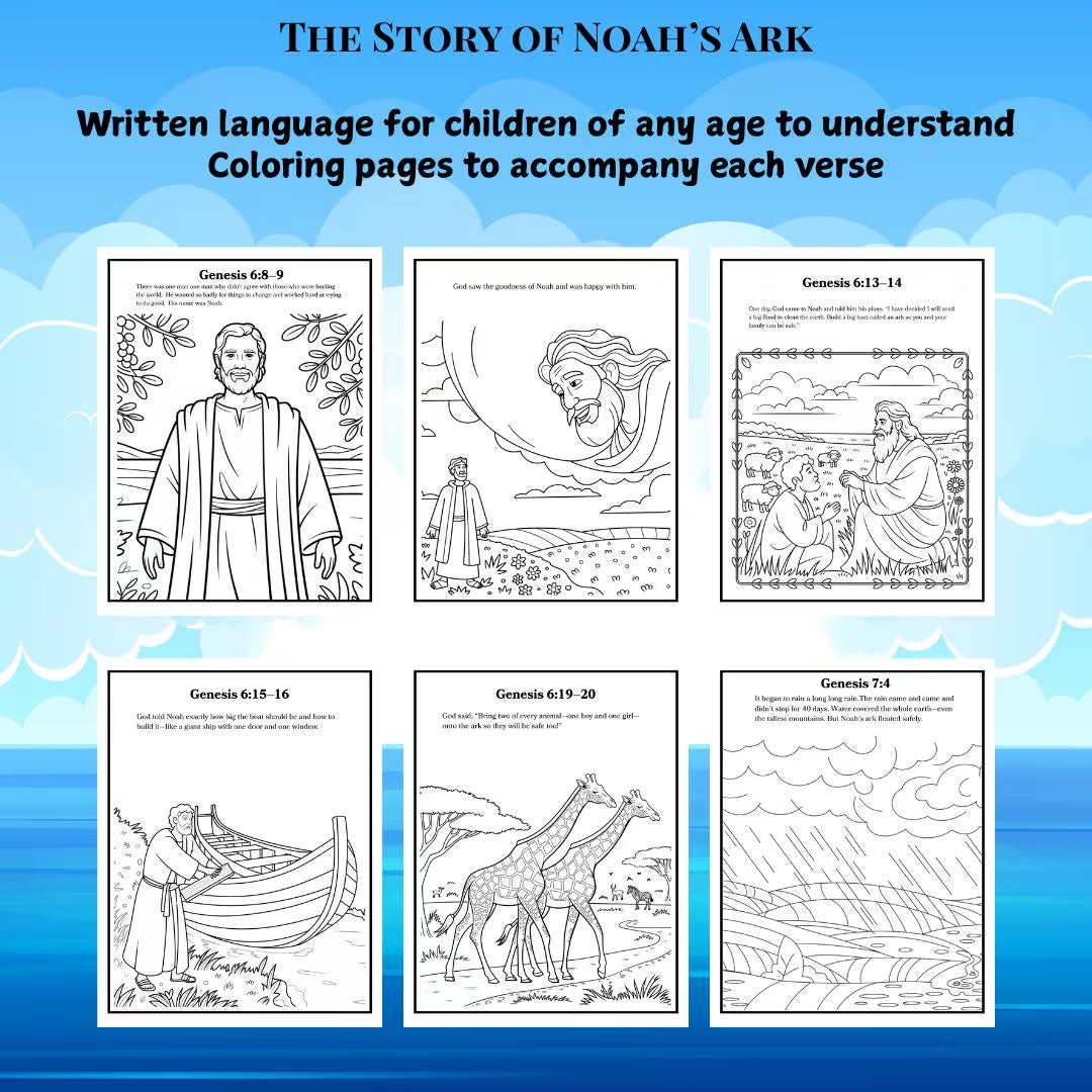 Noahs Ark for Kids Noahs Ark Coloring Pages Bible Stories for Kids Bible Study Church VBS Vacation Bible School Activities Sunday School Kid