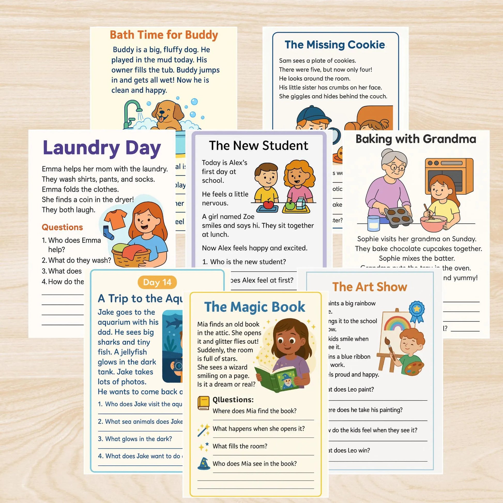 First Grade Printable Bundle,Printable First Grade Activity,Reading Comprehension Worksheets, Educational Classroom Worksheet,Back to school