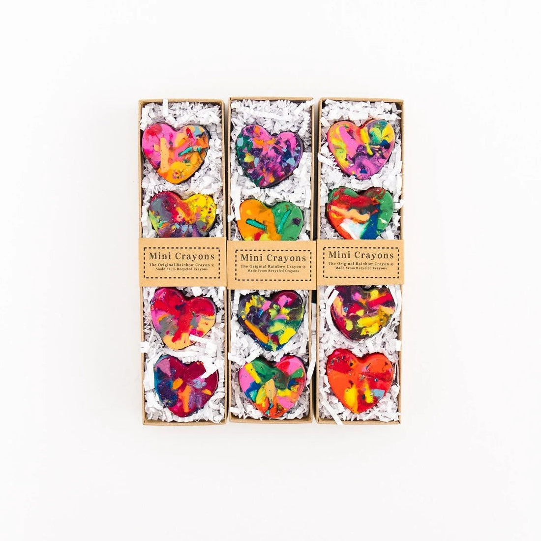 HEART Crayon Party Favor for kids - Mini Heart Original Rainbow Crayon boxed set of 4, Heart Crayon for Kids Party Favors, Summer Craft Toy