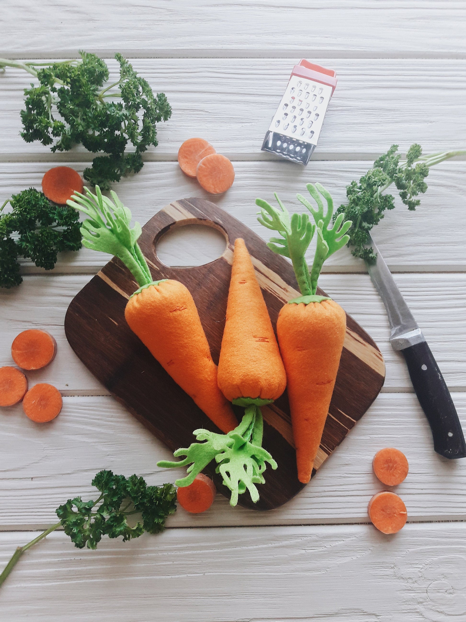 Carrot play food (felt food, vegetables, pretend play kids kitchen, plush toy, cooking toys, doll fake food, farmers market for baby)