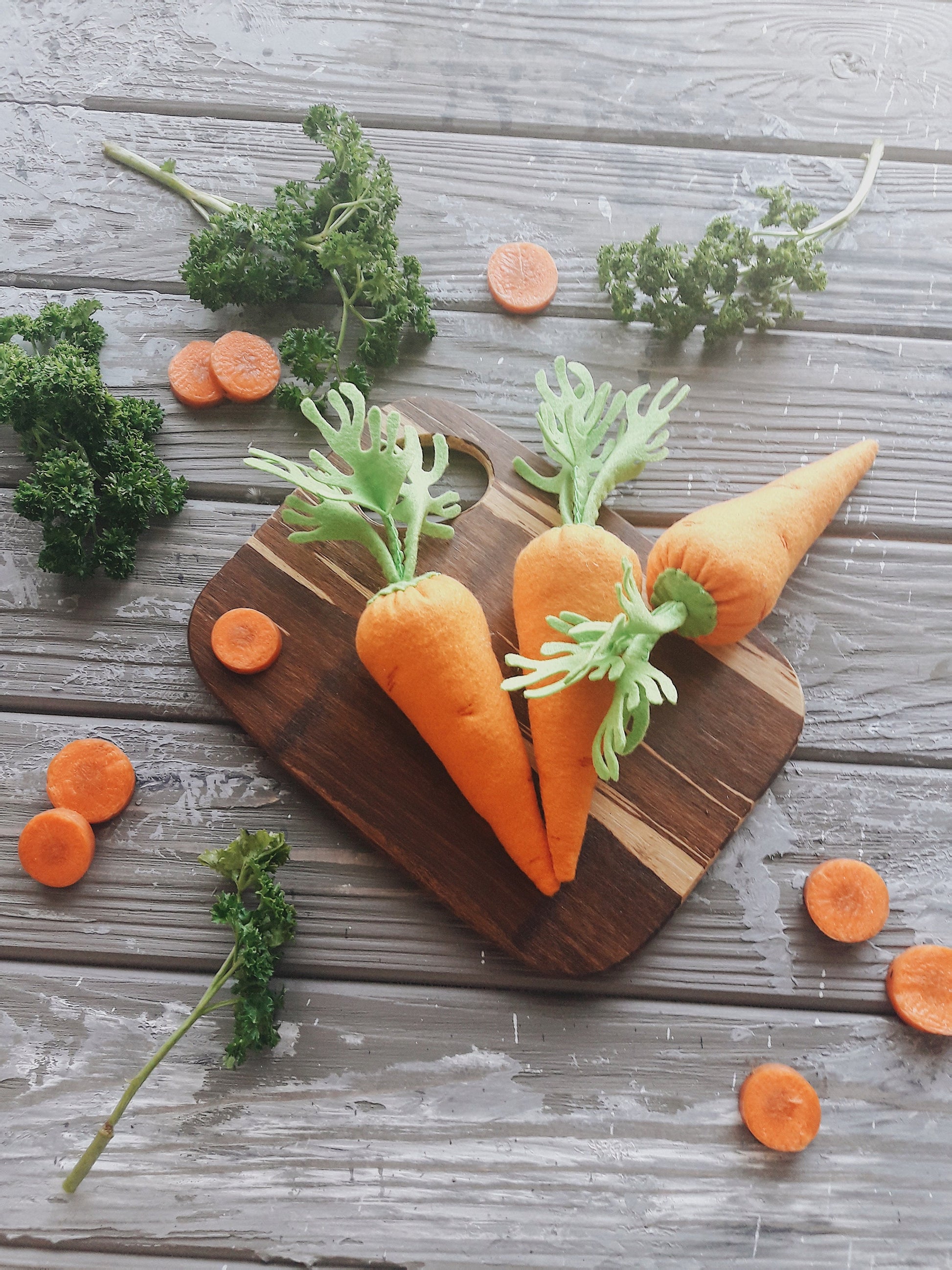 Carrot play food (felt food, vegetables, pretend play kids kitchen, plush toy, cooking toys, doll fake food, farmers market for baby)