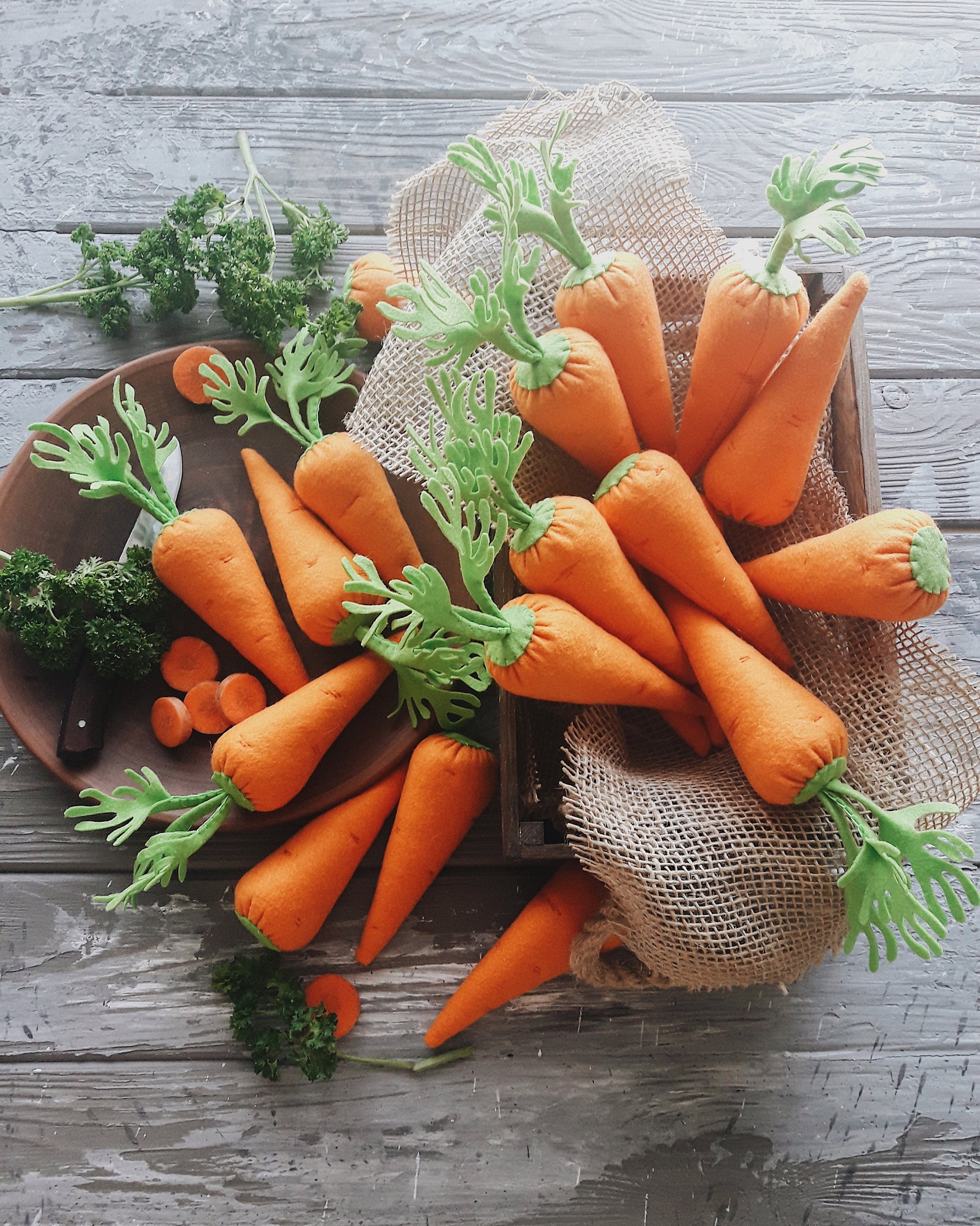 Carrot play food (felt food, vegetables, pretend play kids kitchen, plush toy, cooking toys, doll fake food, farmers market for baby)