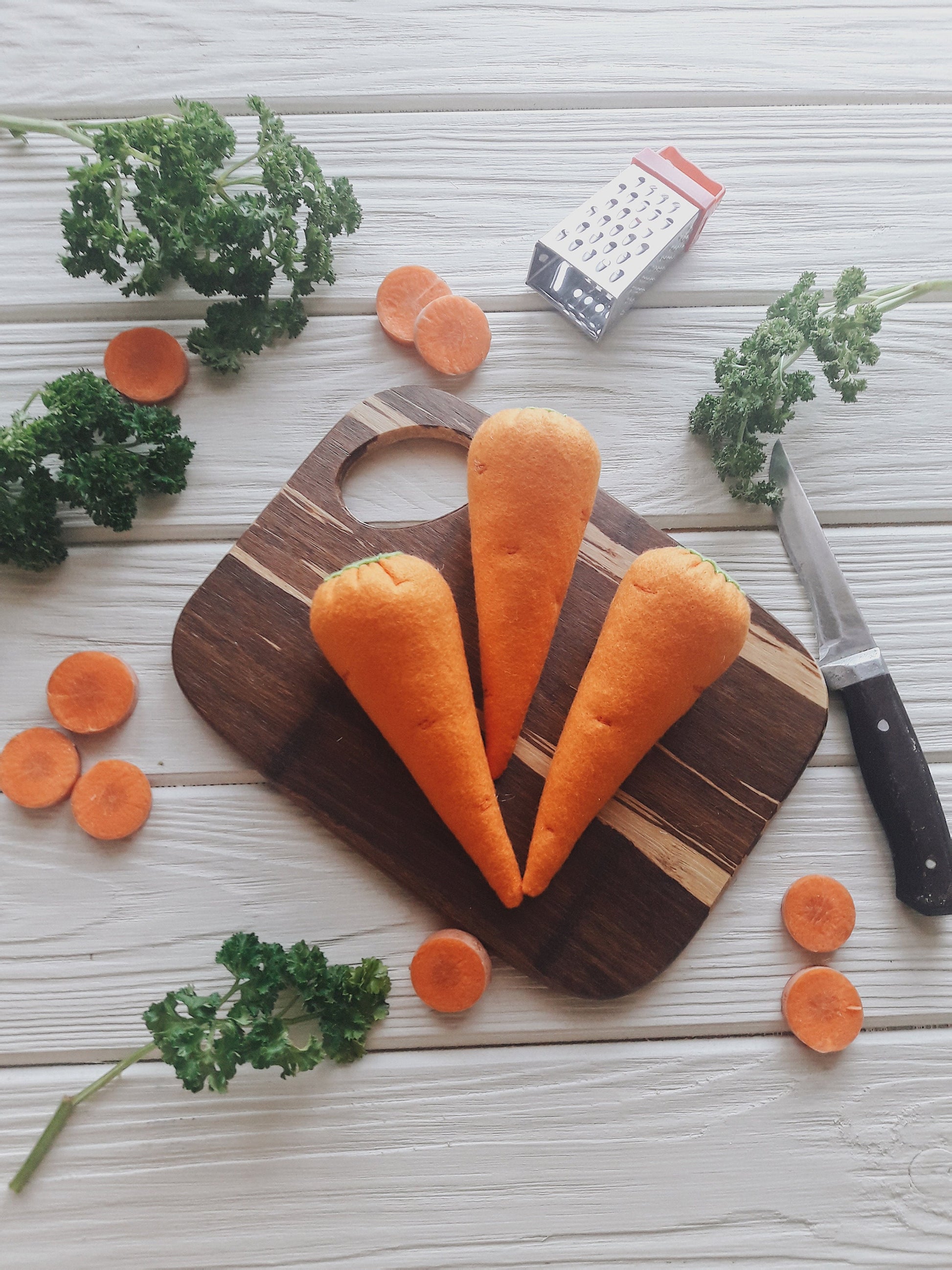 Carrot play food (felt food, vegetables, pretend play kids kitchen, plush toy, cooking toys, doll fake food, farmers market for baby)