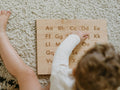 Wooden Alphabet Board with Engraved Uppercase & Lowercase A-Z • Modern Sans Serif Font • Large Montessori Tabletop Reference Board and Stand