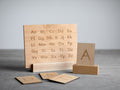 Wooden Alphabet Board with Engraved Uppercase & Lowercase A-Z • Modern Sans Serif Font • Large Montessori Tabletop Reference Board and Stand