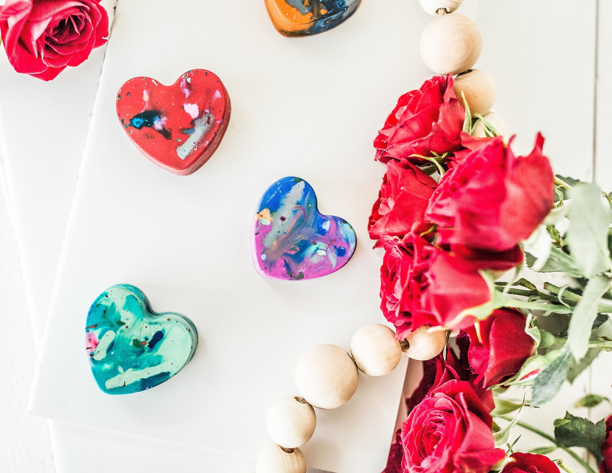 HEART Crayon Party Favor for kids - Mini Heart Original Rainbow Crayon boxed set of 4, Heart Crayon for Kids Party Favors, Summer Craft Toy