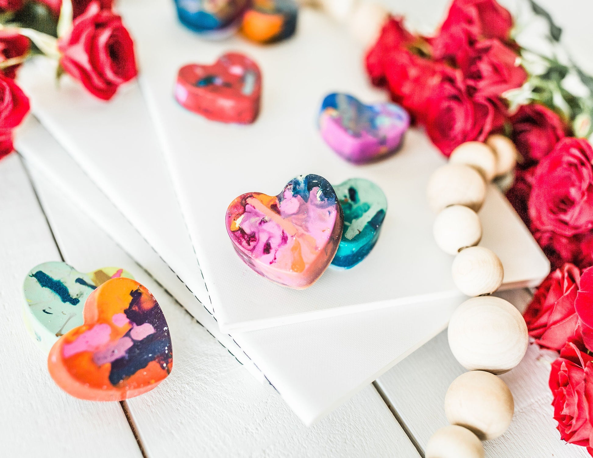 HEART Crayon Party Favor for kids - Mini Heart Original Rainbow Crayon boxed set of 4, Heart Crayon for Kids Party Favors, Summer Craft Toy