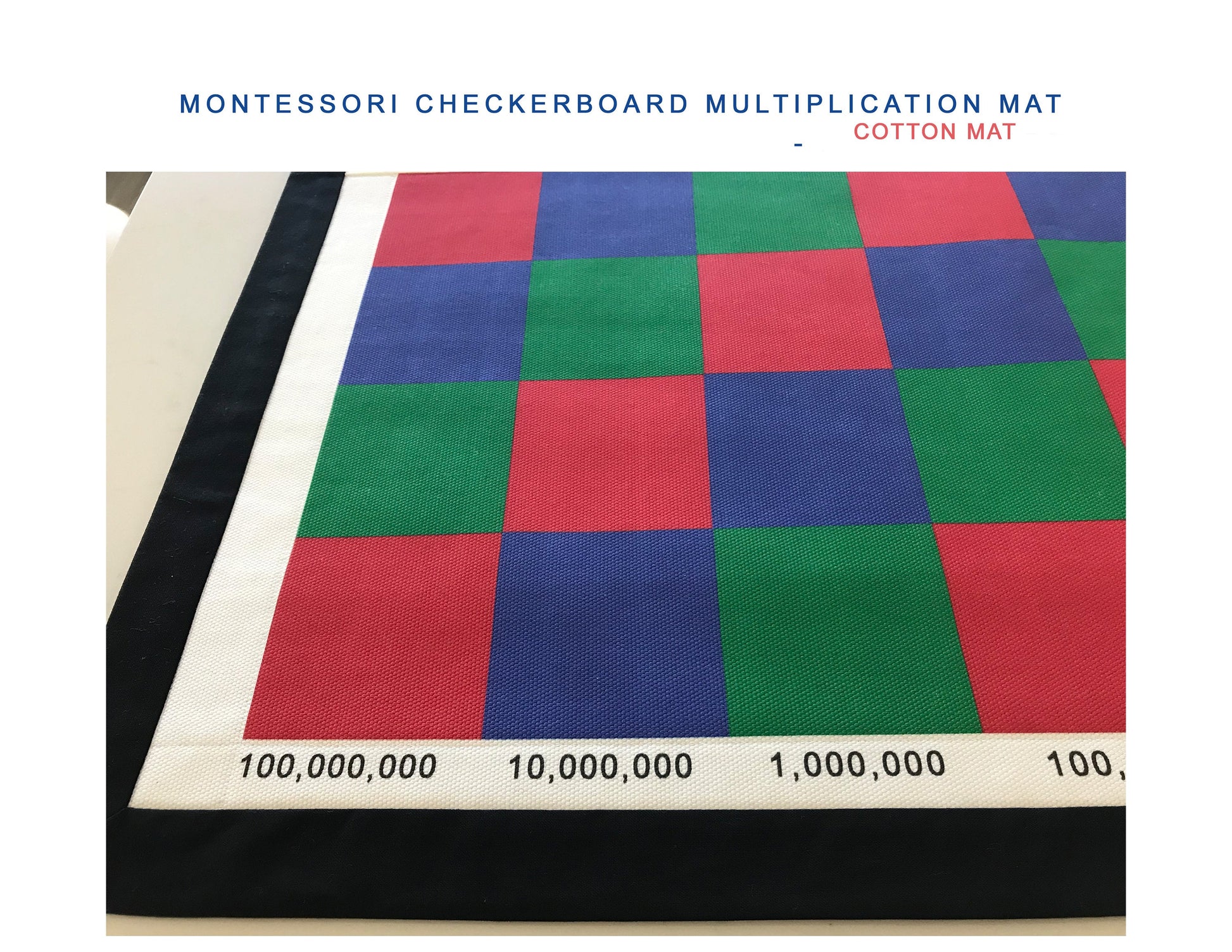 Multiplication Checkerboard Math (Printed), (Cotton Fabric) Montessori Checkerboard Mat, Montessori work mat, Montessori